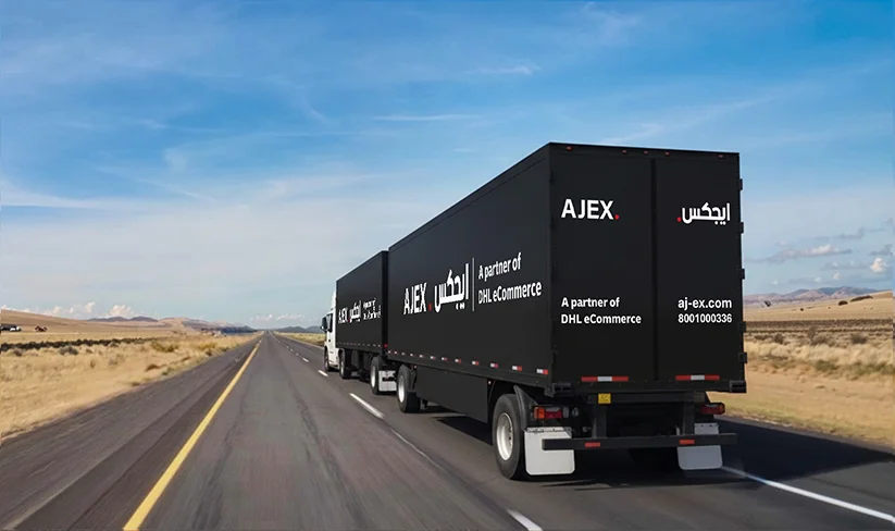 AJEX black trailer on the road 