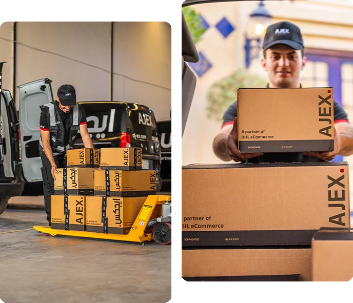 Collage of AJEX Couriers