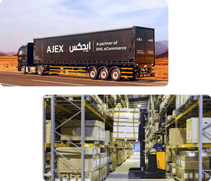 AJEX black trailer parked in a desert road 